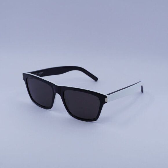 Saint Laurent SL274 004 Sunglasses Black/White Rectangle Frame, Grey Lenses - Picture 1 of 9
